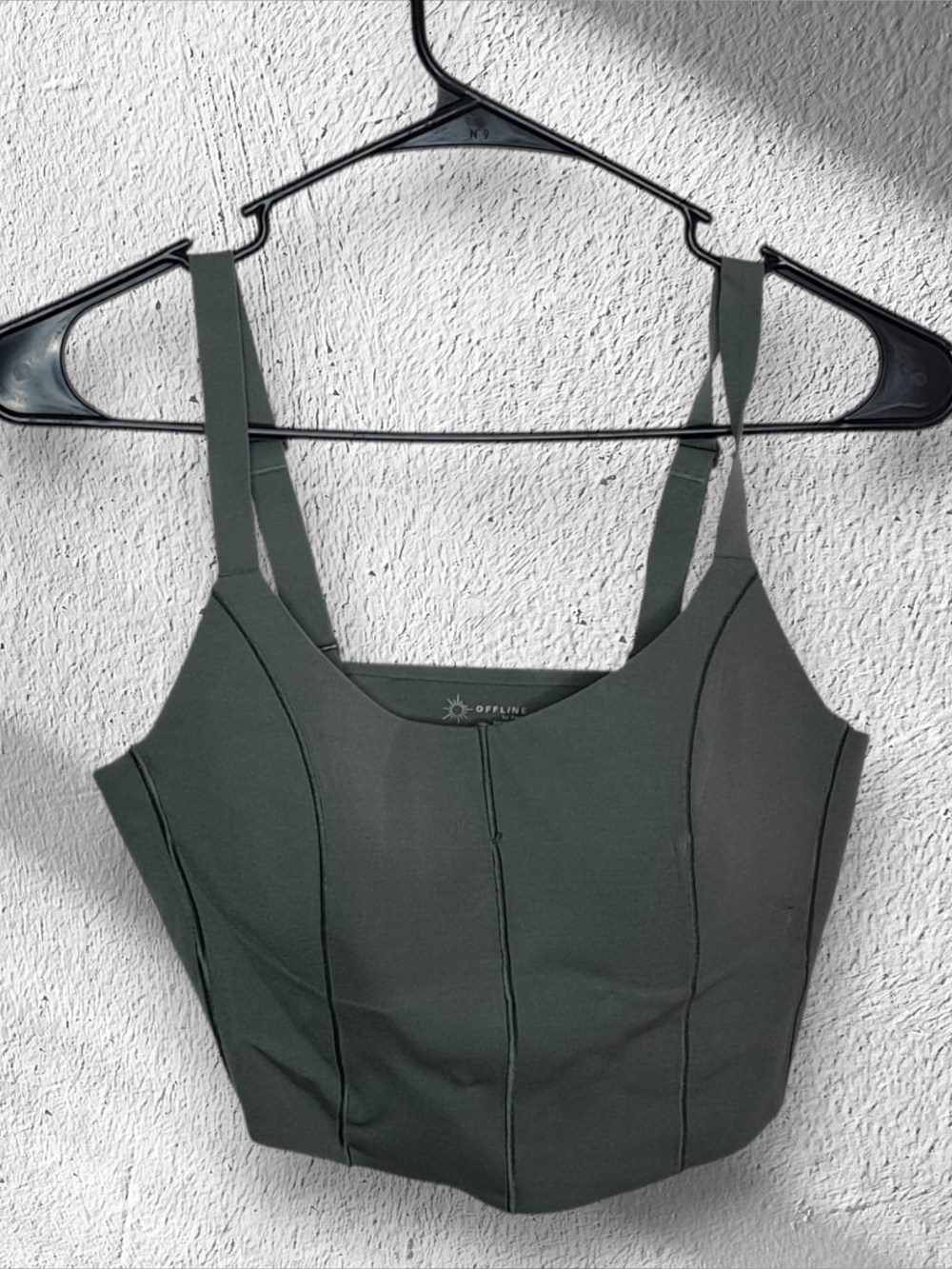 Aerie OFFLINE Women's Dark Green Structured Crop Tank Top
